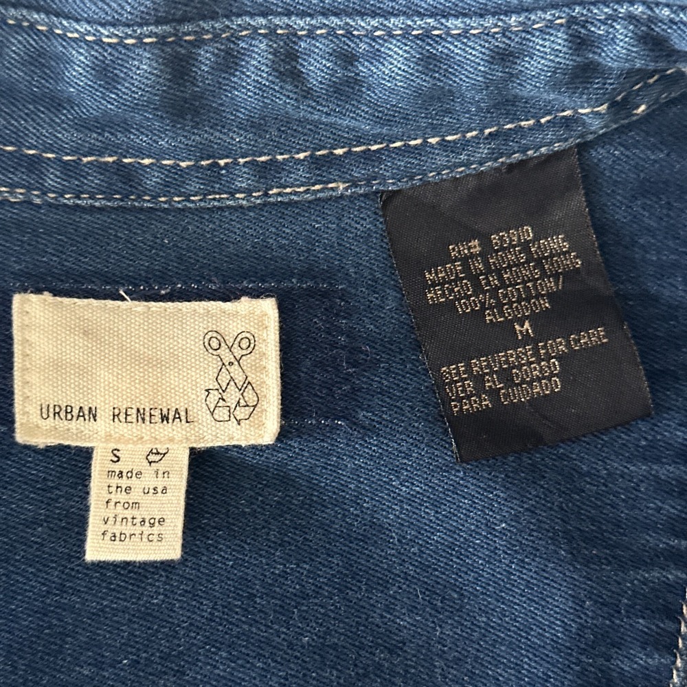 Urban Renewal Vintage Shirt Womens‎ S /XS  Blue Prairie Casual Boho Denim Top - Picture 12 of 14
